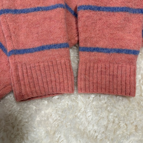 J Crew Alpaca Merino Wool Crewneck Stripe Pink/Blue sweater AK162 Sz Medium - Picture 6 of 11